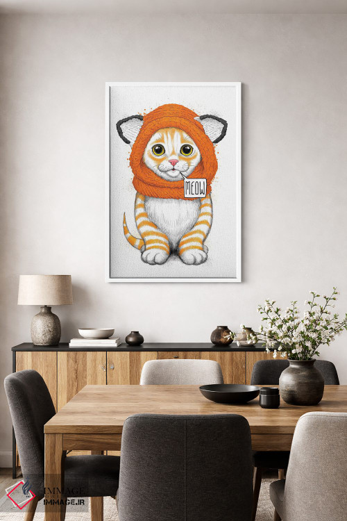 تابلو دکوراتیو بچه گربه با کلاه روباه اثر نیکیتا کورنکوف - D3W