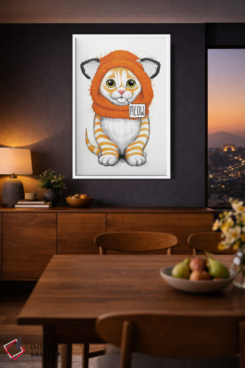 تابلو دکوراتیو بچه گربه با کلاه روباه اثر نیکیتا کورنکوف - D4W
