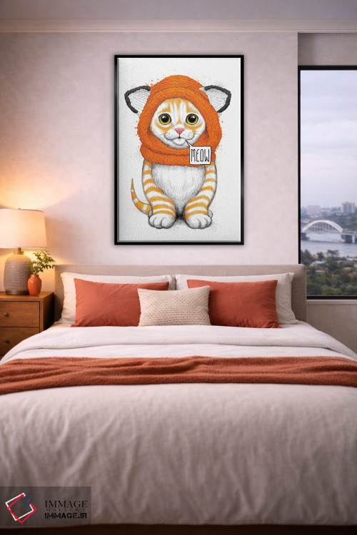 تابلو دکوراتیو بچه گربه با کلاه روباه اثر نیکیتا کورنکوف - D5B