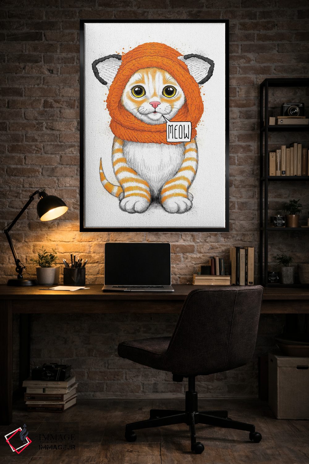 تابلو دکوراتیو بچه گربه با کلاه روباه اثر نیکیتا کورنکوف - D6B