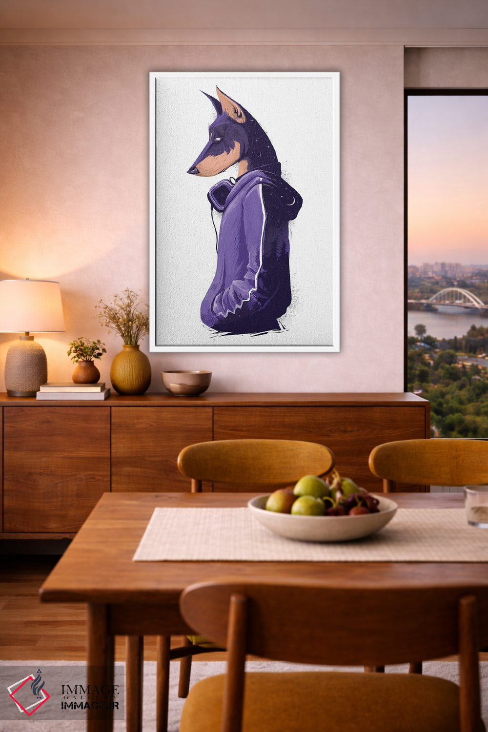 تابلو دکوراتیو دوبرمن شب اثر نیکیتا کورنکوف - D5W