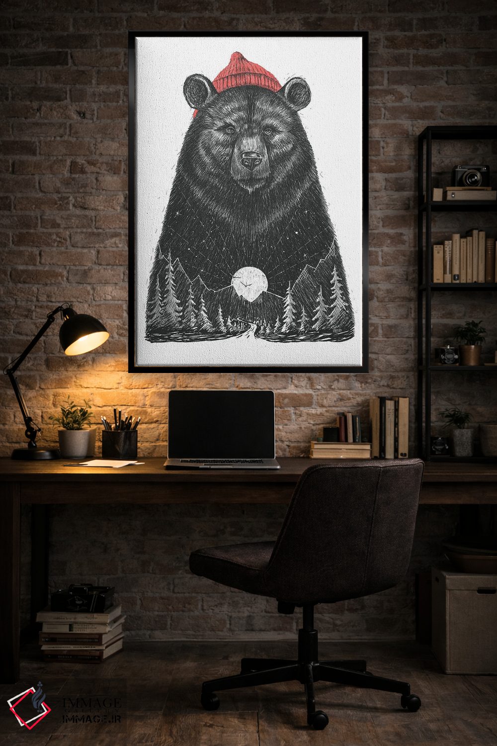 تابلو دکوراتیو خرس جنگلی اثر نیکیتا کورنکوف - D6B