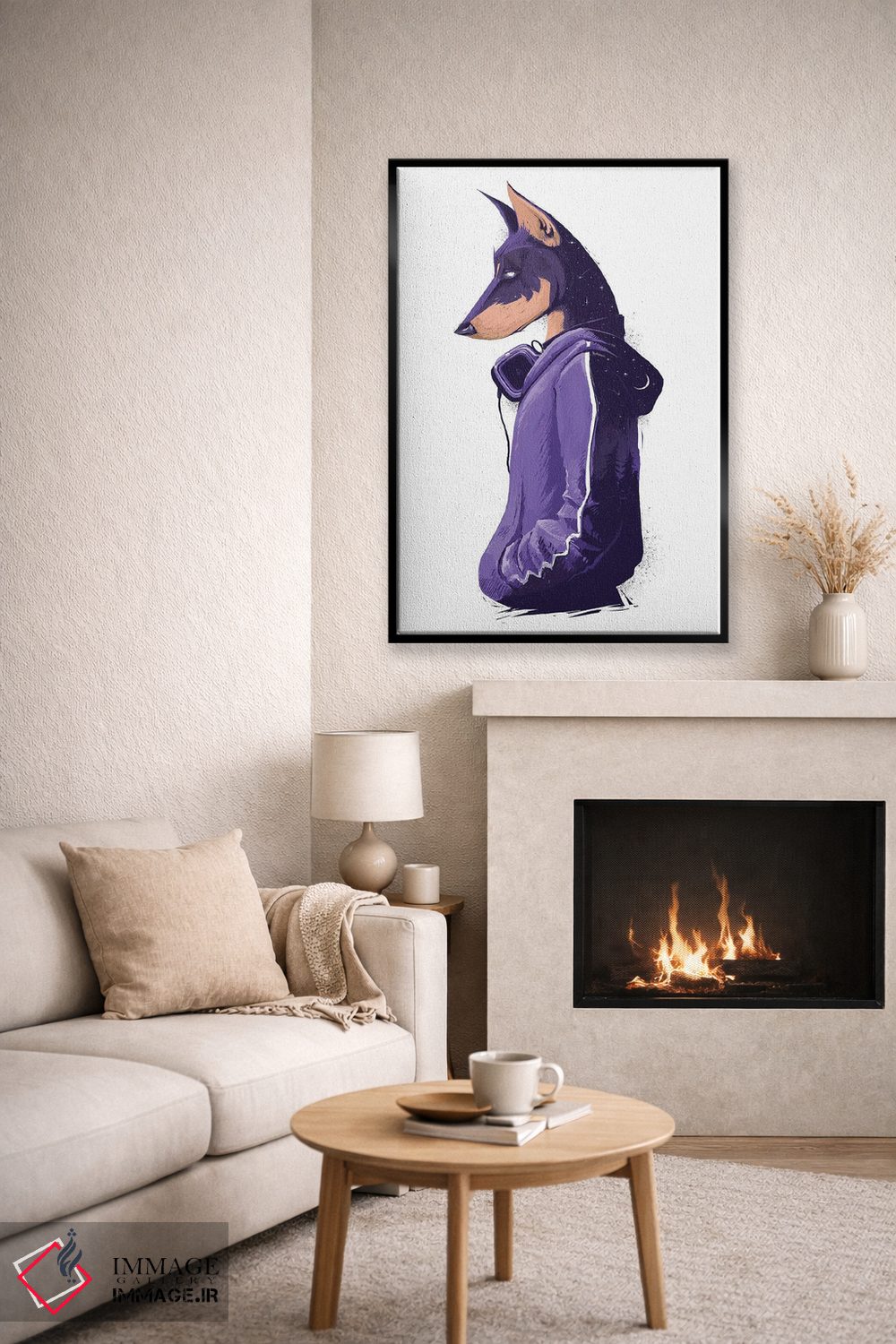 تابلو دکوراتیو دوبرمن شب اثر نیکیتا کورنکوف - D6B