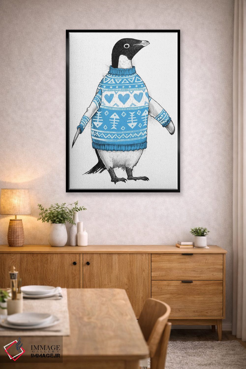 تابلو دکوراتیو پنگوئن با پلیور اثر نیکیتا کورنکوف - D4B