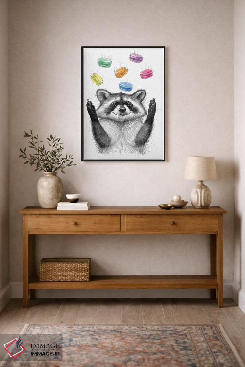 تابلو دکوراتیو راکون و کلوچه ها اثر نیکیتا کورنکوف - D2B