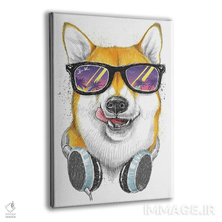 تابلو دکوراتیو شیبا اینو با عینک اثر نیکیتا کورنکوف - نمای پرسپکتیو محصول