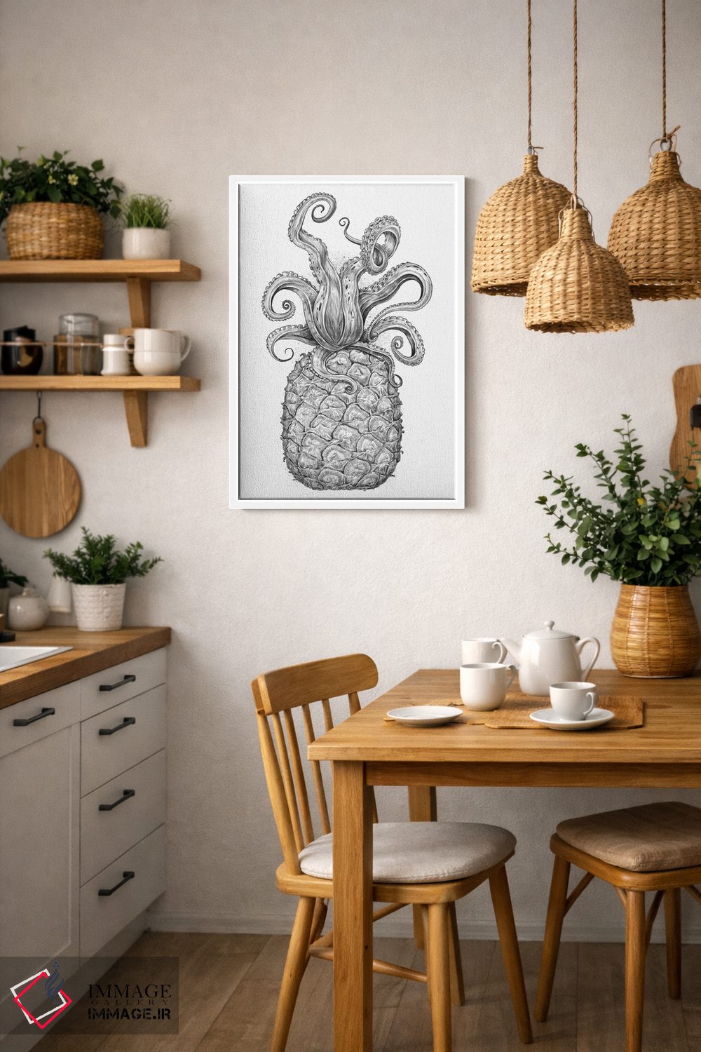 تابلو دکوراتیو اختاپوس آناناسی اثر نیکیتا کورنکوف - D2W