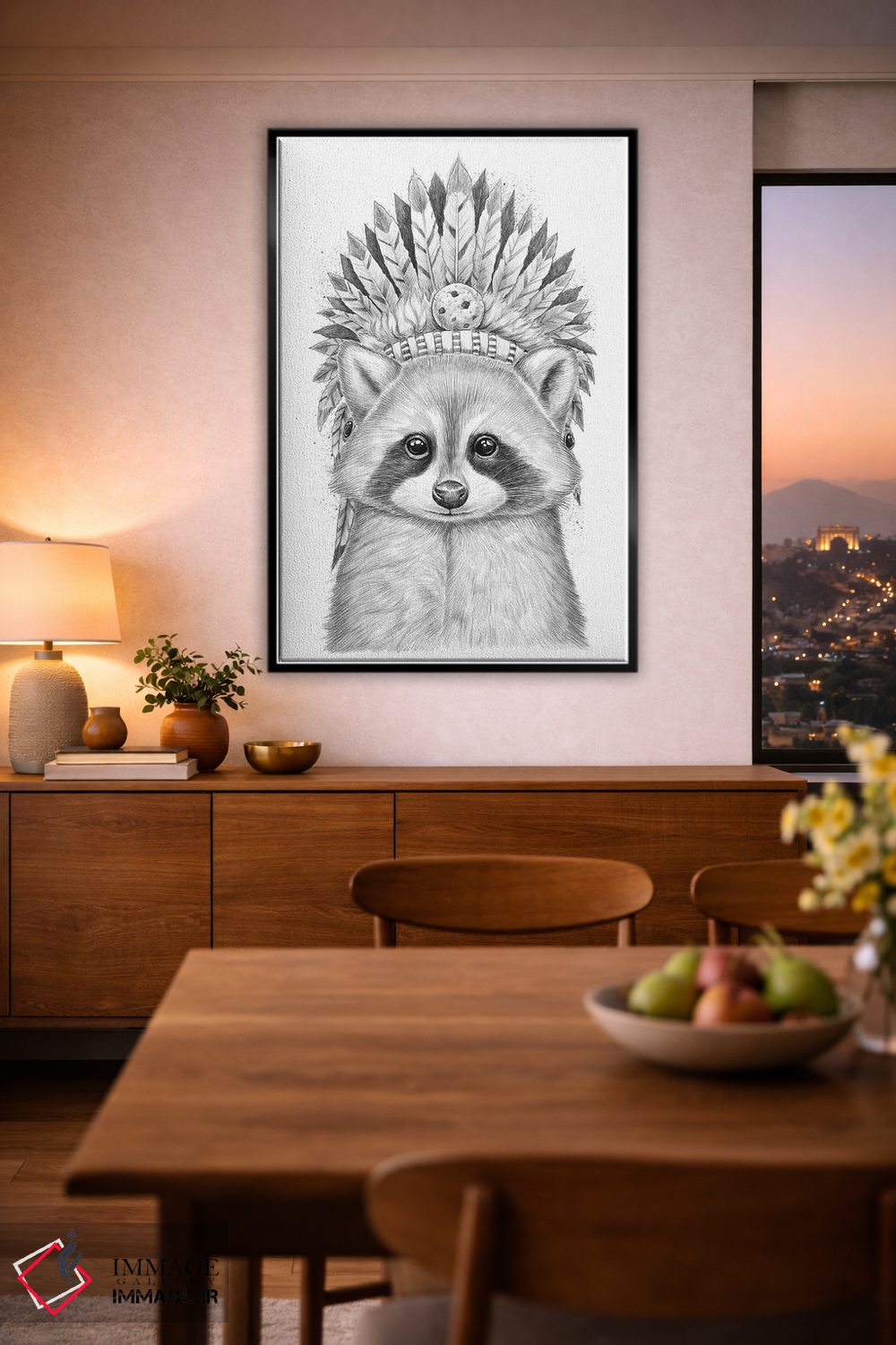 تابلو دکوراتیو راکون آپاچی اثر نیکیتا کورنکوف - D3B