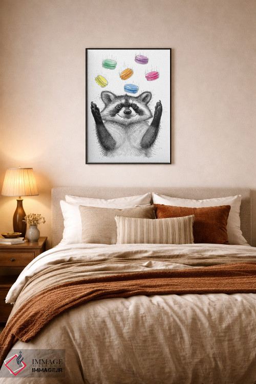 تابلو دکوراتیو راکون و کلوچه ها اثر نیکیتا کورنکوف - D6B