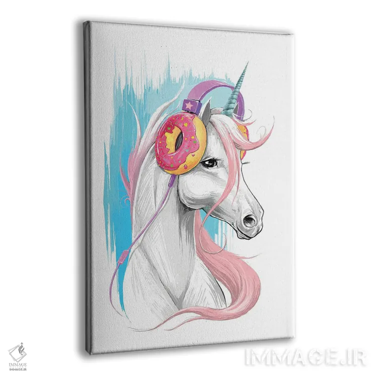 تابلو دکوراتیو تک شاخ با هدفون دوناتی اثر نیکیتا کورنکوف - نمای پرسپکتیو محصول