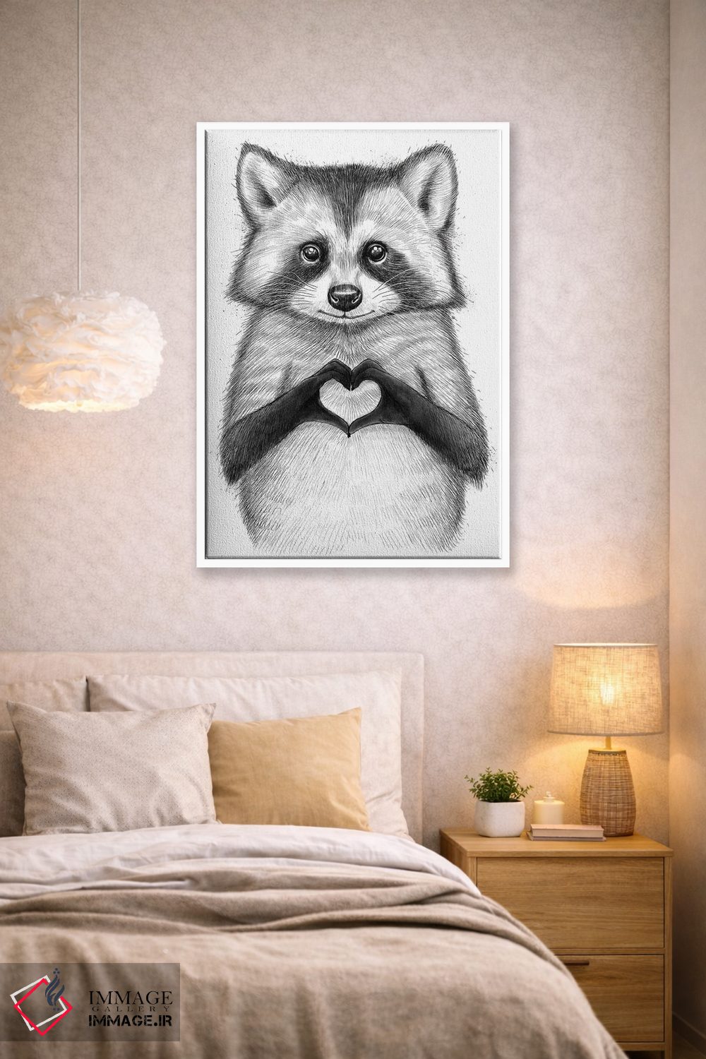 تابلو دکوراتیو راکون با قلب اثر نیکیتا کورنکوف - D1W