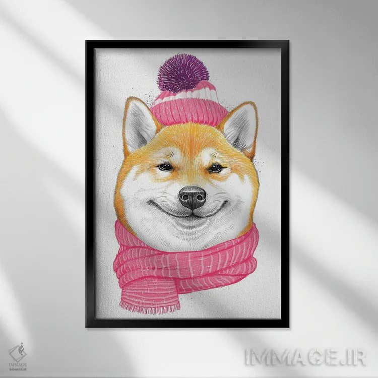 تابلو دکوراتیو شیبا اینو اثر نیکیتا کورنکوف - نمای قابدار مشکی