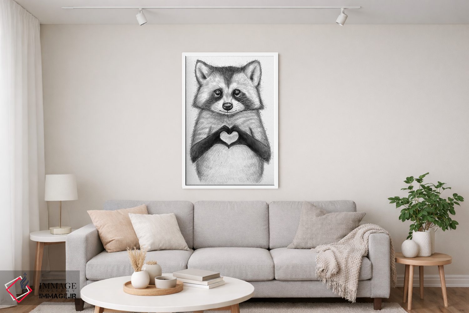 تابلو دکوراتیو راکون با قلب اثر نیکیتا کورنکوف - D4W