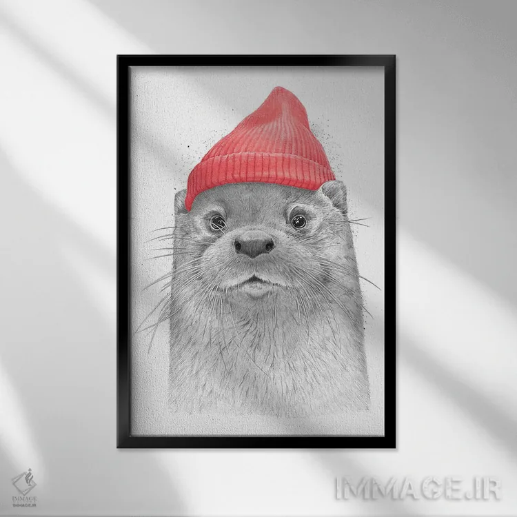 تابلو دکوراتیو سمور دریایی اثر نیکیتا کورنکوف - نمای قابدار مشکی