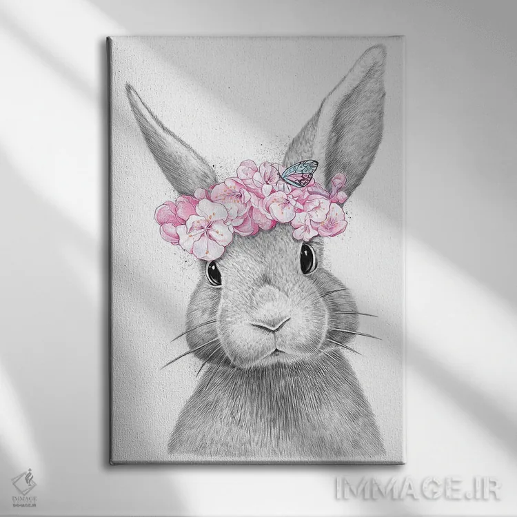 تابلو دکوراتیو خرگوش اثر نیکیتا کورنکوف - نمای روبهرو روی دیوار