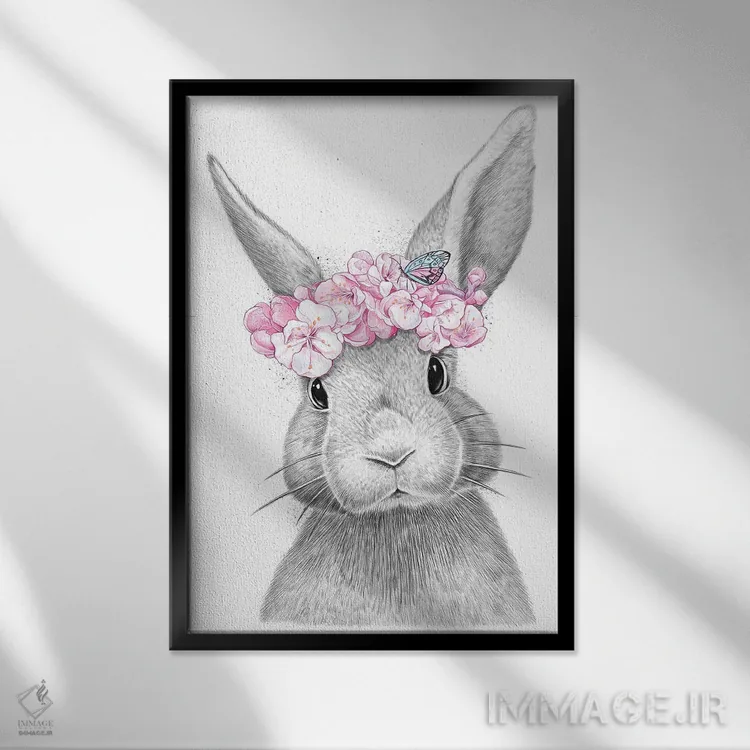 تابلو دکوراتیو خرگوش اثر نیکیتا کورنکوف - نمای قابدار مشکی