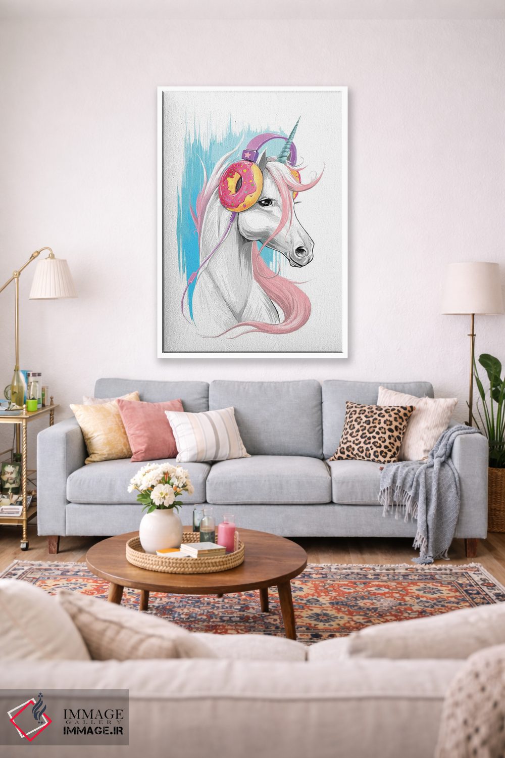 تابلو دکوراتیو تک شاخ با هدفون دوناتی اثر نیکیتا کورنکوف - D1W