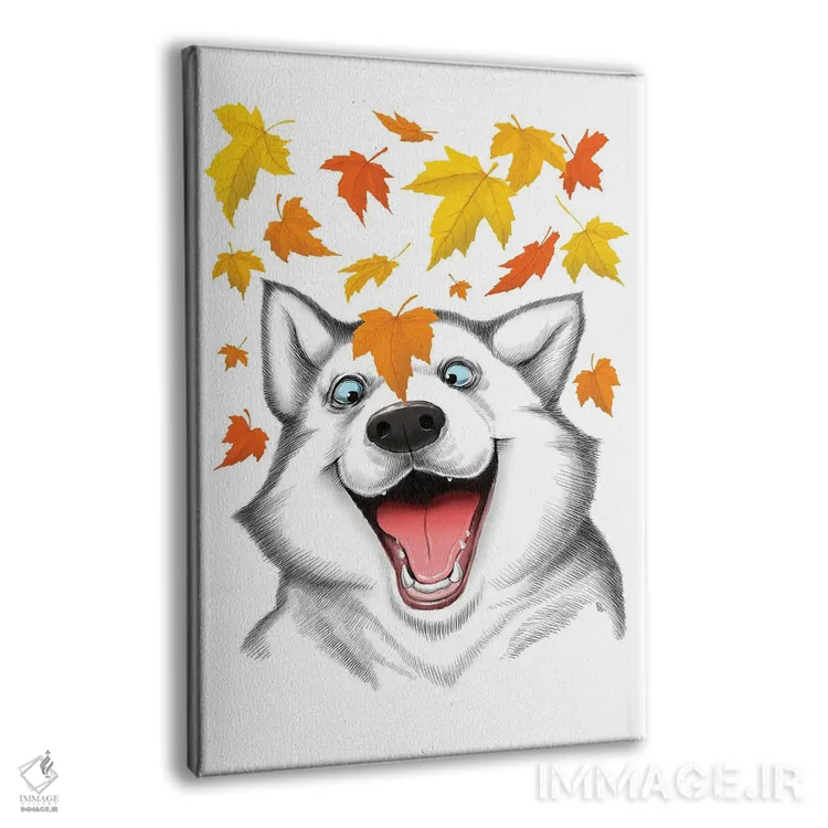 تابلو دکوراتیو هاسکی پاییزی اثر نیکیتا کورنکوف - نمای پرسپکتیو محصول