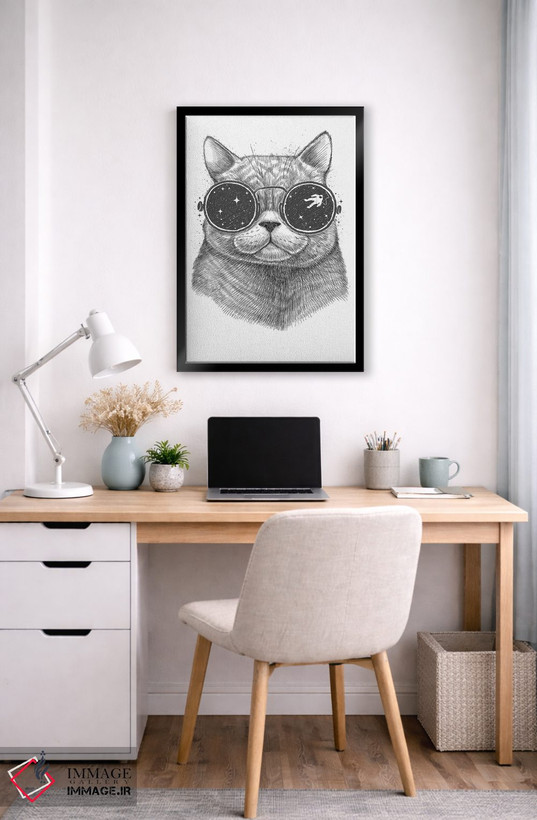 تابلو دکوراتیو گربه فضایی اثر نیکیتا کورنکوف - D5B