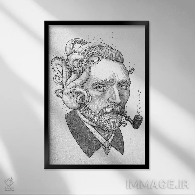 تابلو دکوراتیو اختاپوس ون گوگ اثر نیکیتا کورنکوف - نمای قابدار مشکی