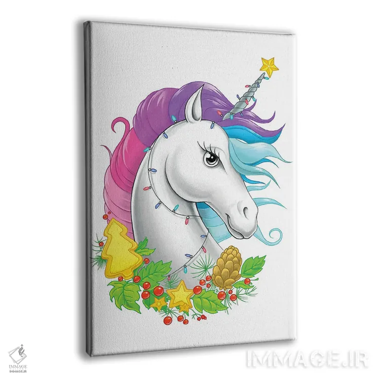 تابلو دکوراتیو یونیکورن کریسمسی اثر نیکیتا کورنکوف - نمای پرسپکتیو محصول