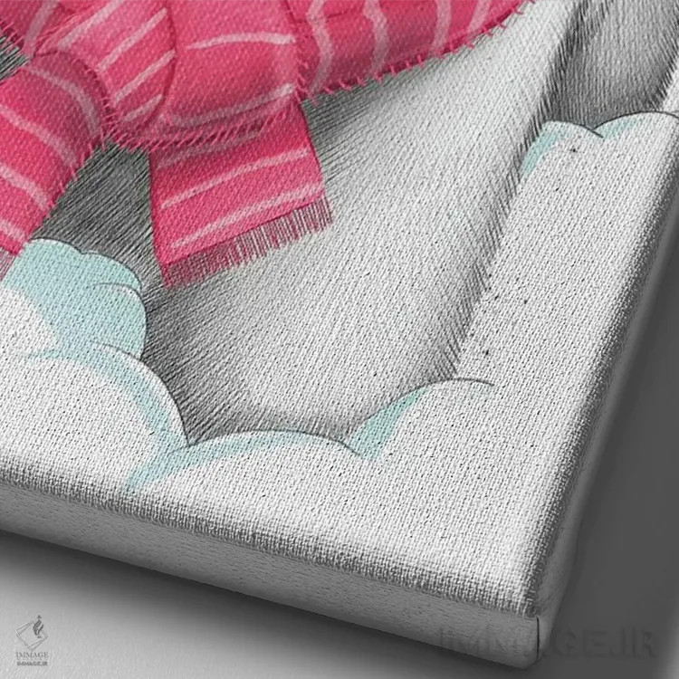 تابلو دکوراتیو توله سگ برفی اثر نیکیتا کورنکوف - نمای نزدیک بافت بوم