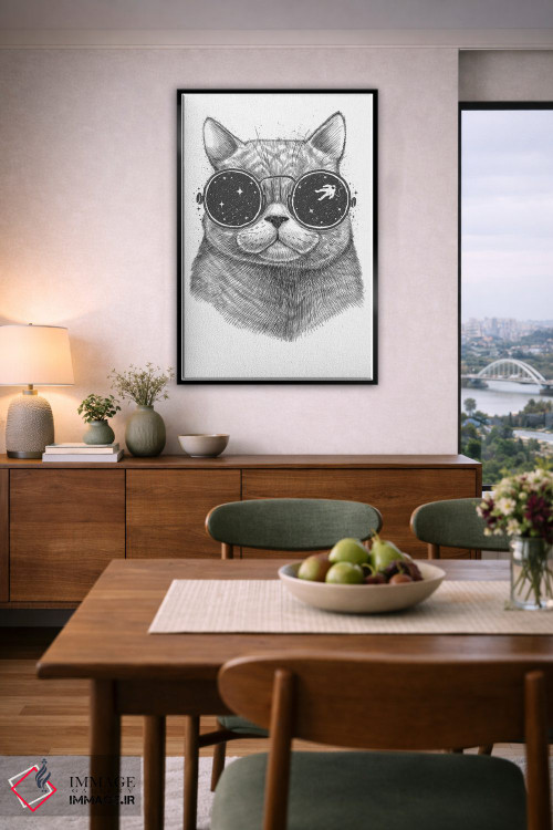 تابلو دکوراتیو گربه فضایی اثر نیکیتا کورنکوف - D6B