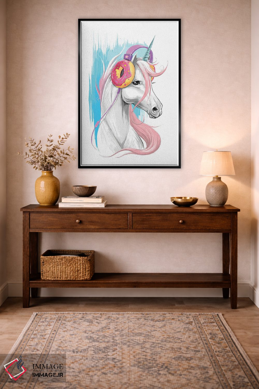 تابلو دکوراتیو تک شاخ با هدفون دوناتی اثر نیکیتا کورنکوف - D5B