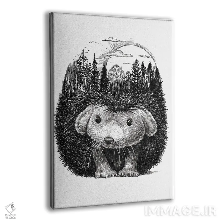 تابلو دکوراتیو جوجه تیغی جنگلی اثر نیکیتا کورنکوف - نمای پرسپکتیو محصول