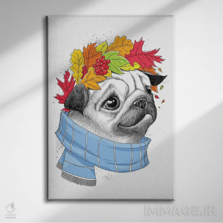 تابلو دکوراتیو پاگ پاییزی اثر نیکیتا کورنکوف - نمای روبهرو روی دیوار