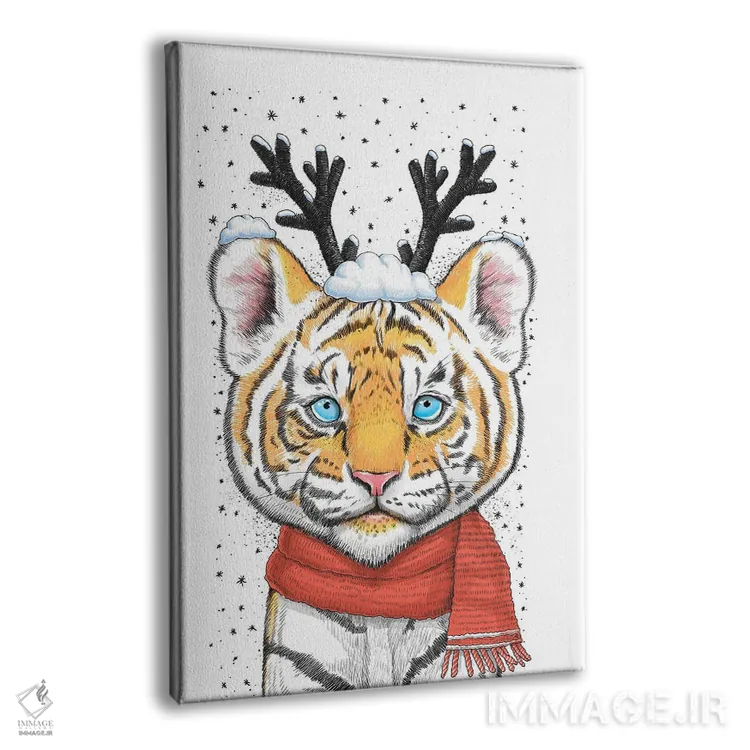 تابلو دکوراتیو ببر کریسمسی اثر نیکیتا کورنکوف - نمای پرسپکتیو محصول
