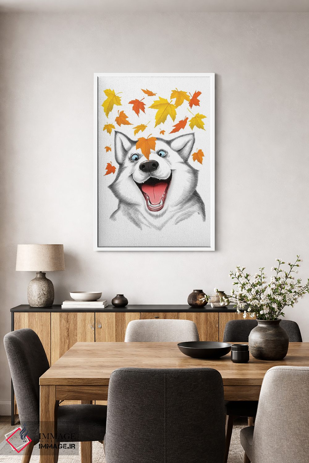 تابلو دکوراتیو هاسکی پاییزی اثر نیکیتا کورنکوف - D2W