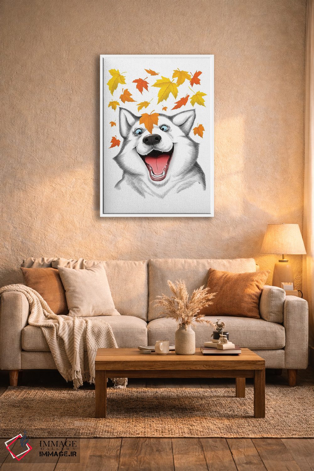 تابلو دکوراتیو هاسکی پاییزی اثر نیکیتا کورنکوف - D3W