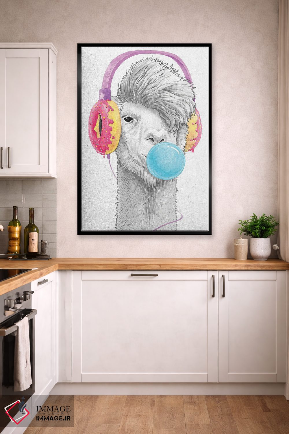 تابلو دکوراتیو لاما با هدفون دوناتی اثر نیکیتا کورنکوف - D2B