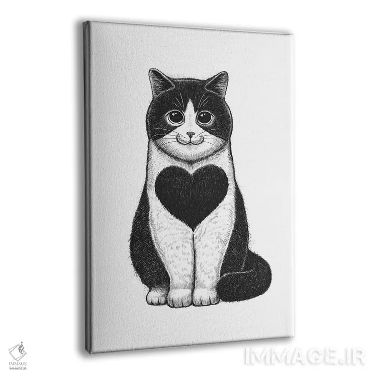 تابلو دکوراتیو گربه با قلب اثر نیکیتا کورنکوف - نمای پرسپکتیو محصول