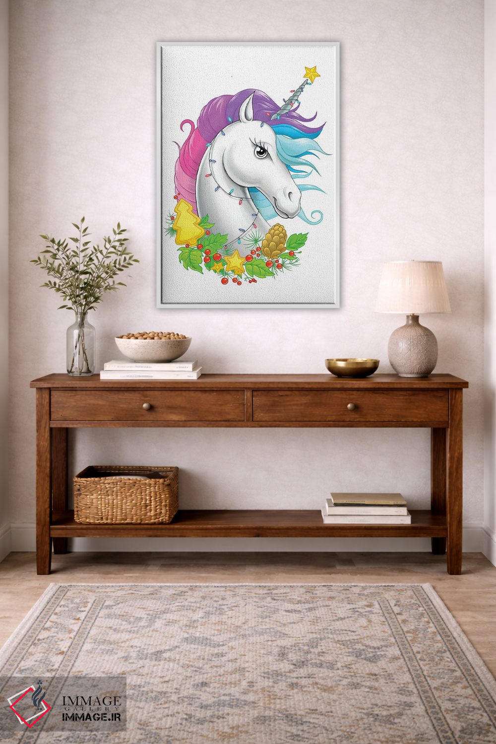 تابلو دکوراتیو یونیکورن کریسمسی اثر نیکیتا کورنکوف - D4W