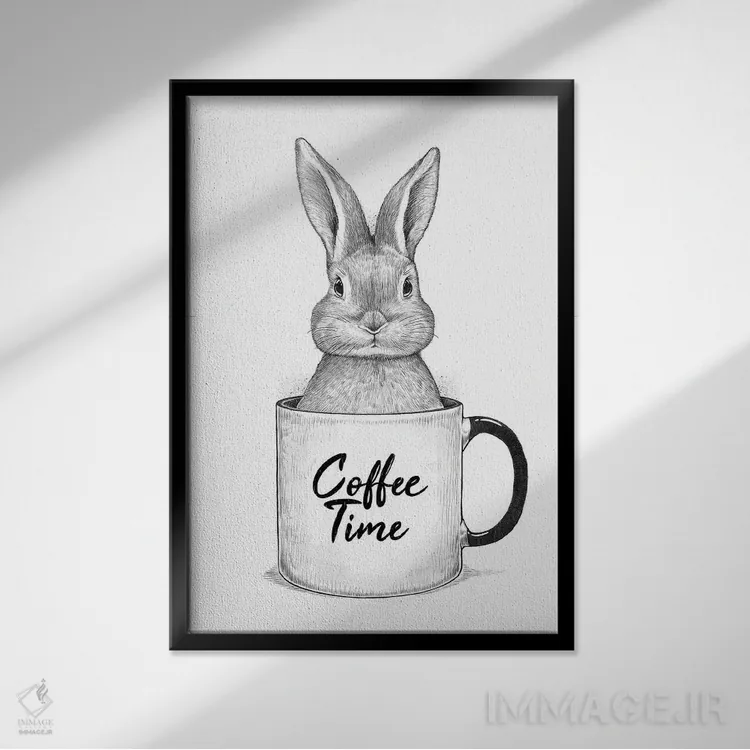 تابلو دکوراتیو زمان قهوه اثر نیکیتا کورنکوف - نمای قابدار مشکی