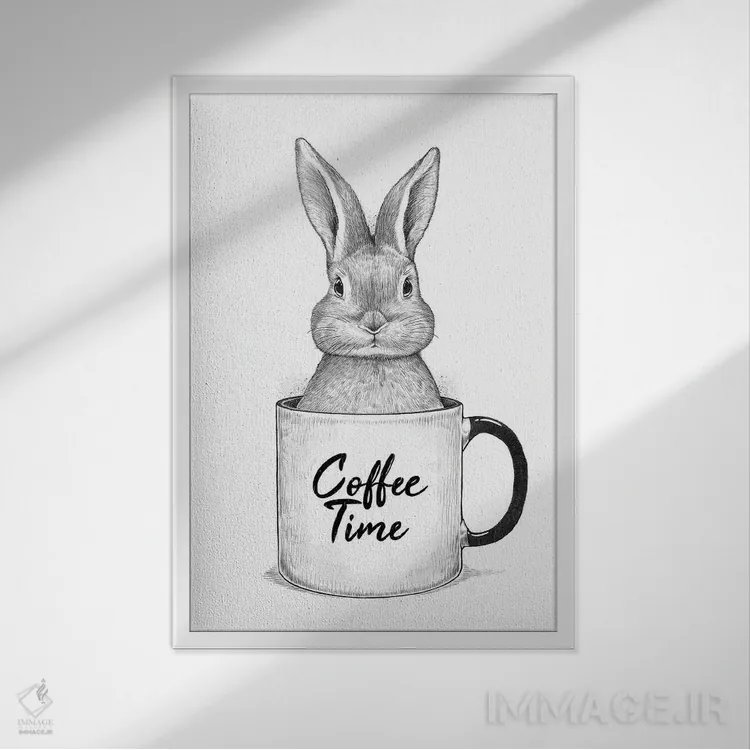 تابلو دکوراتیو زمان قهوه اثر نیکیتا کورنکوف - نمای قابدار سفید