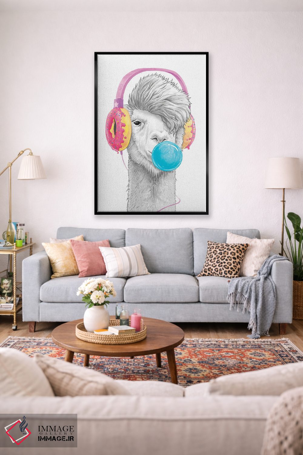 تابلو دکوراتیو لاما با هدفون اثر نیکیتا کورنکوف - D2B