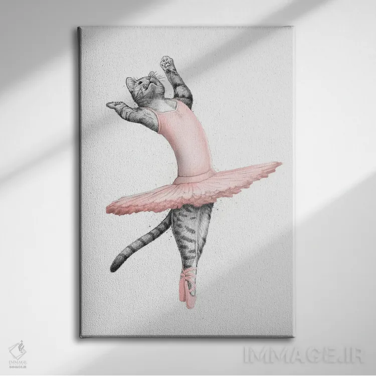 تابلو دکوراتیو گربه بالرین اثر نیکیتا کورنکوف - نمای روبهرو روی دیوار