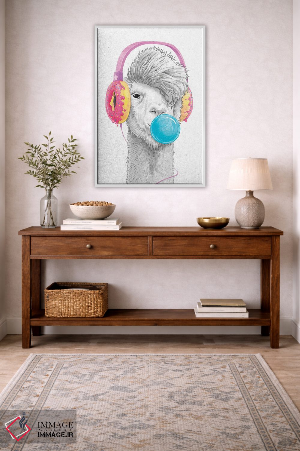 تابلو دکوراتیو لاما با هدفون اثر نیکیتا کورنکوف - D3W