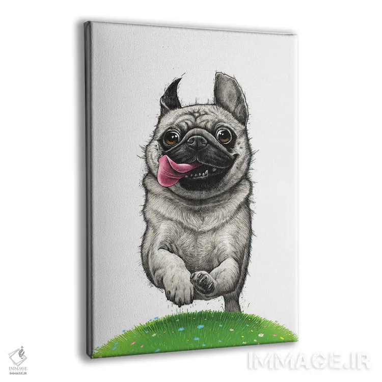 تابلو دکوراتیو پاگ در حال دویدن اثر نیکیتا کورنکوف - نمای پرسپکتیو محصول