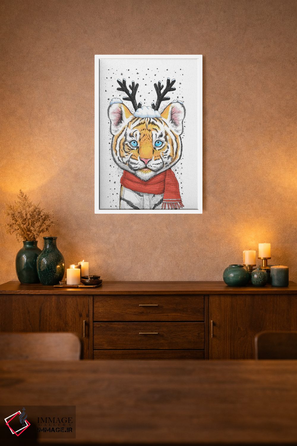 تابلو دکوراتیو ببر کریسمسی اثر نیکیتا کورنکوف - D1W