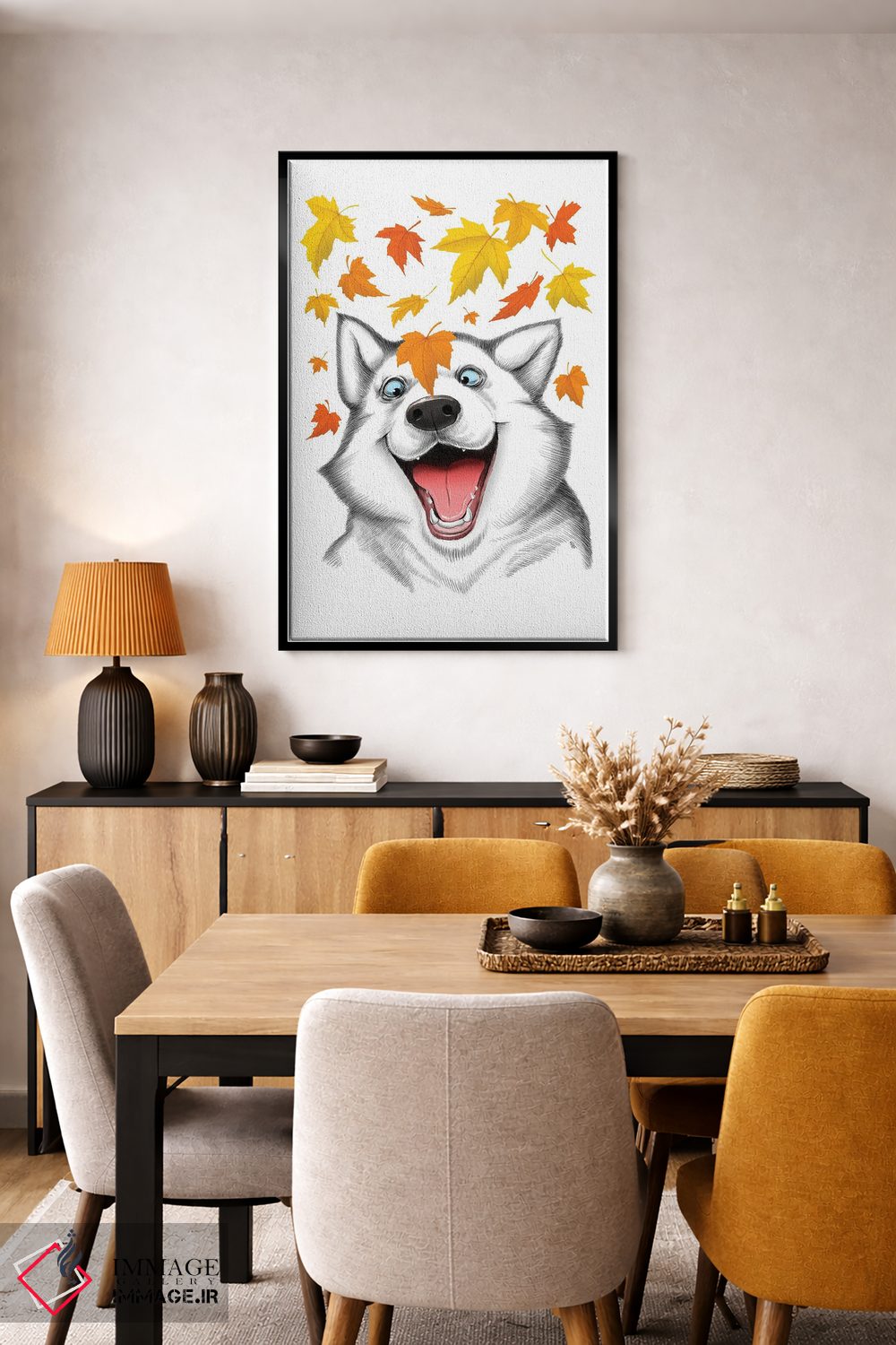 تابلو دکوراتیو هاسکی پاییزی اثر نیکیتا کورنکوف - D6B