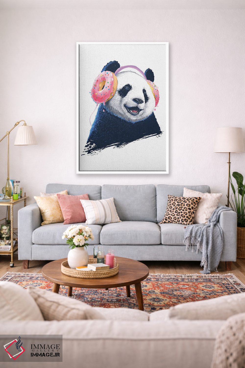 تابلو دکوراتیو پاندا با هدفون اثر نیکیتا کورنکوف - D1W