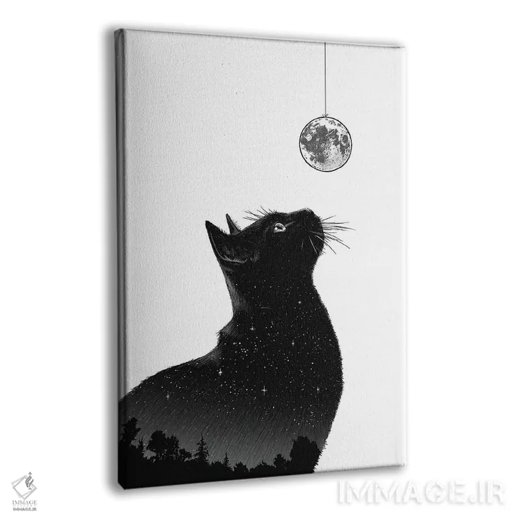 تابلو دکوراتیو گربه شبانه اثر نیکیتا کورنکوف - نمای پرسپکتیو محصول