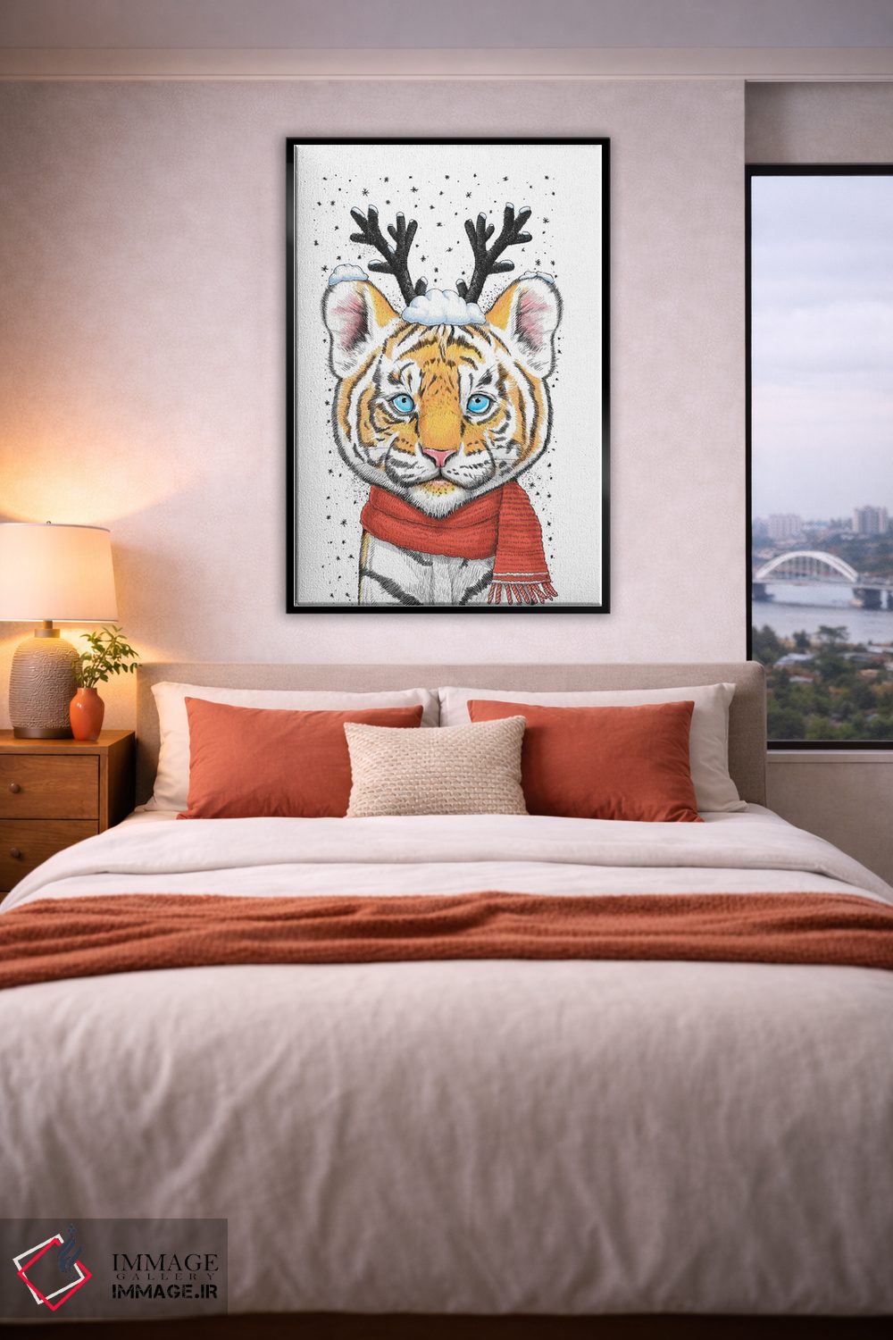 تابلو دکوراتیو ببر کریسمسی اثر نیکیتا کورنکوف - D4B