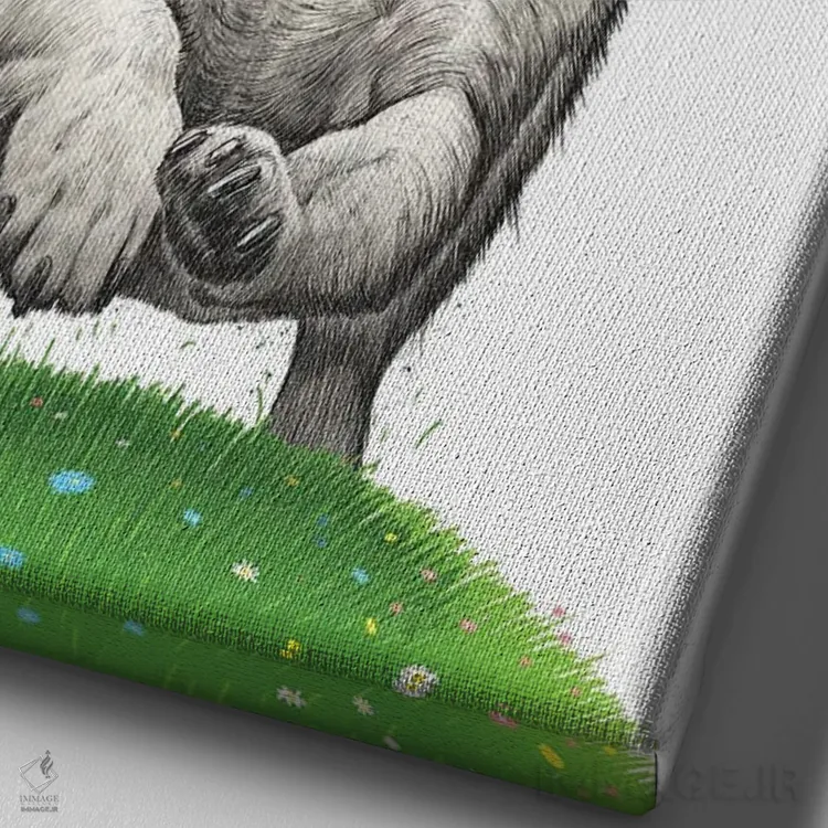 تابلو دکوراتیو پاگ در حال دویدن اثر نیکیتا کورنکوف - نمای نزدیک بافت بوم