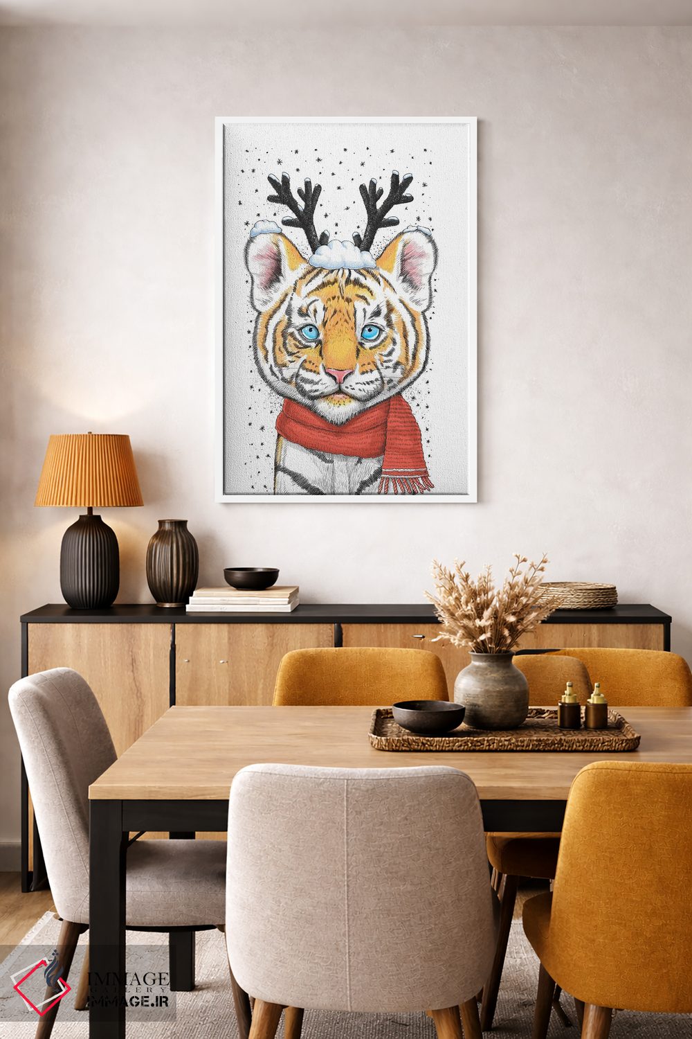 تابلو دکوراتیو ببر کریسمسی اثر نیکیتا کورنکوف - D5W