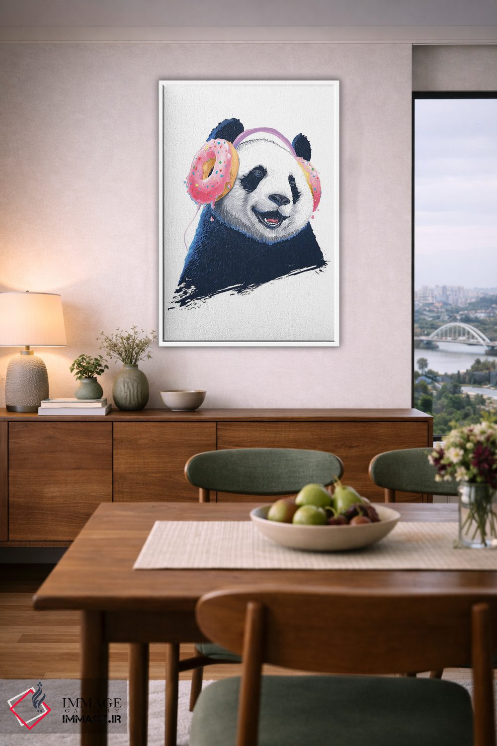 تابلو دکوراتیو پاندا با هدفون اثر نیکیتا کورنکوف - D4W